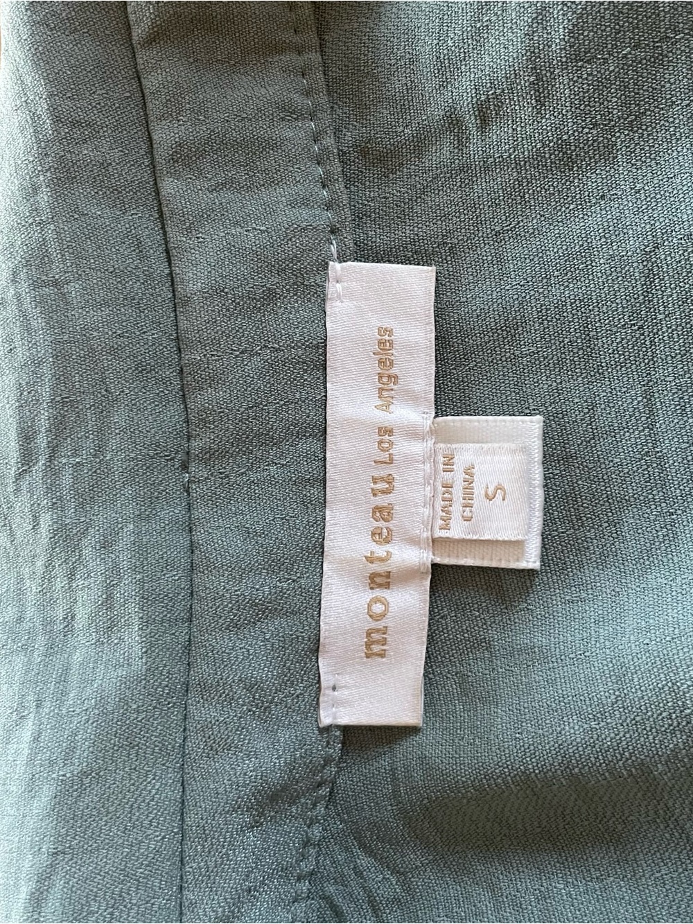 Monteau Sage Green Short-Sleeve Belted Jumpsuit - Picture 4 of 4